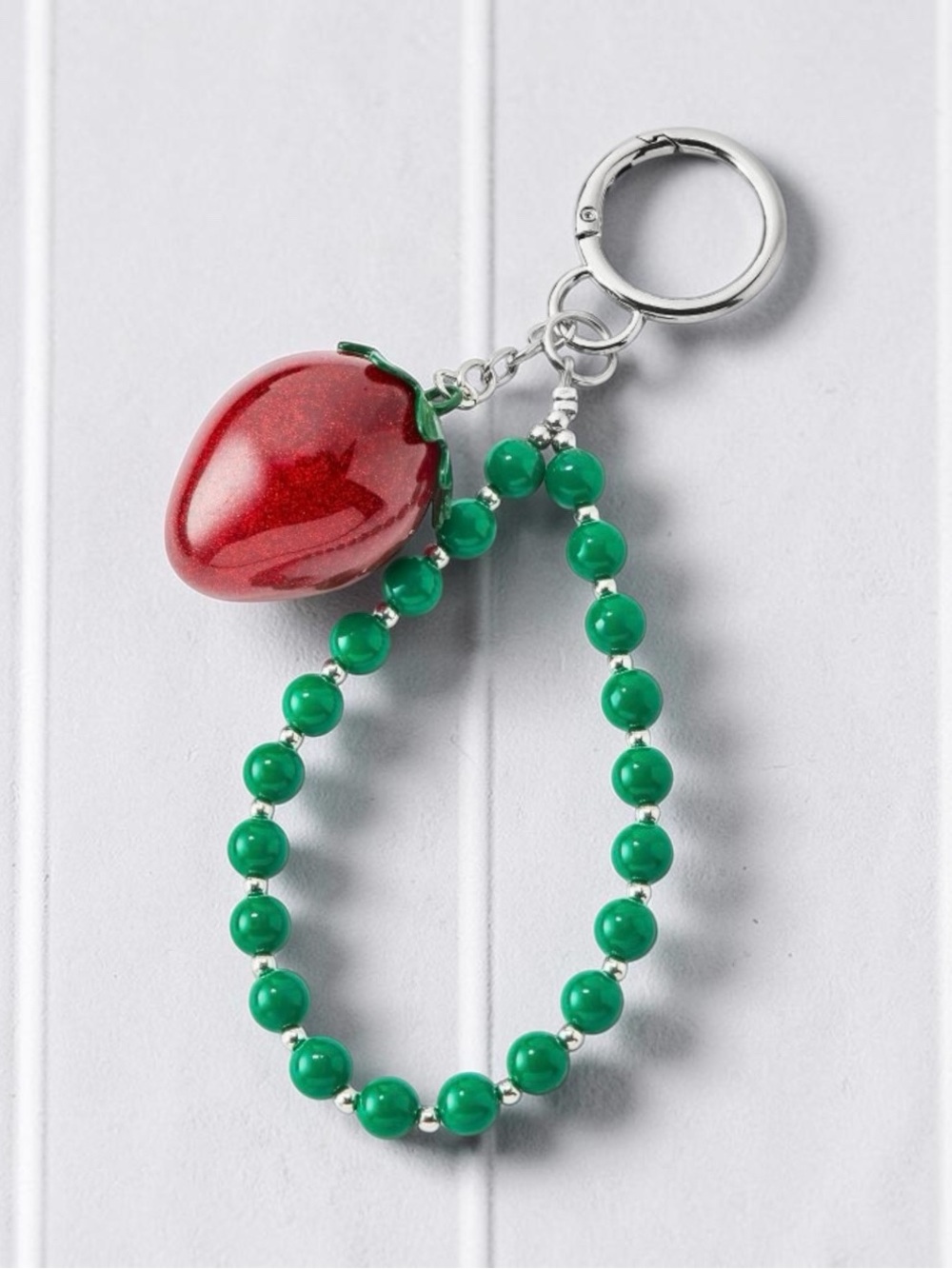 wild fable Glitter Strawberry Beaded Bag Charm Keychain